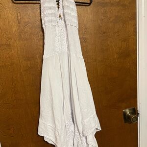 Silver Asymmetrical Halter Sundress Resort Wear